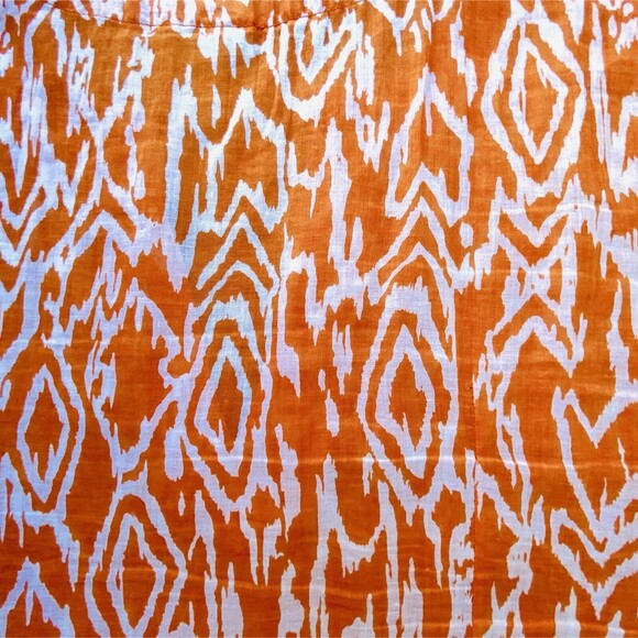Women’s Tropical Orange + White Patterned Tunic, Light Tissue Cotton Size: L - Picture 10 of 12